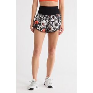 Free People FP Movement Carpe Diem Shorts Floral Orange High Rise Large NWT